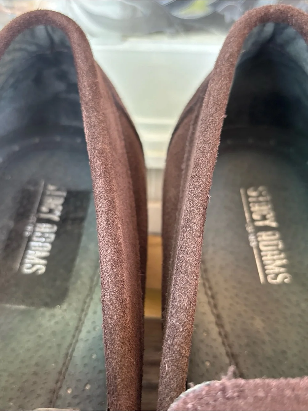 Stacy Adams Brown Suede Slip-On Loafers with Gold-Tone Bit 14 EUC